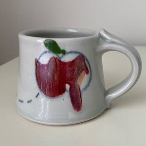 Apple Apple Core Pear Pottery Mug Cup Teacher Gift ceramic art glazed pottery